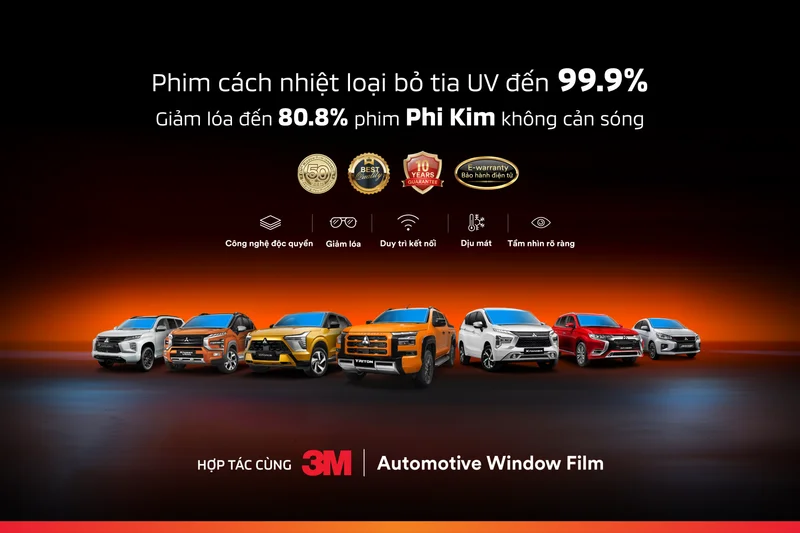 Mitsubishi Motors Việt Nam hợp tác cùng thương hiệu 3M cho ra mắt các sản phẩm phim cách nhiệt chất lượng cao dành cho xe Mitsubishi. Gói cao cấp: 12.700.000 VNĐ Gói nâng cao: 9.000.000 VNĐ Gói tiêu chuẩn: 5.700.000 VNĐ