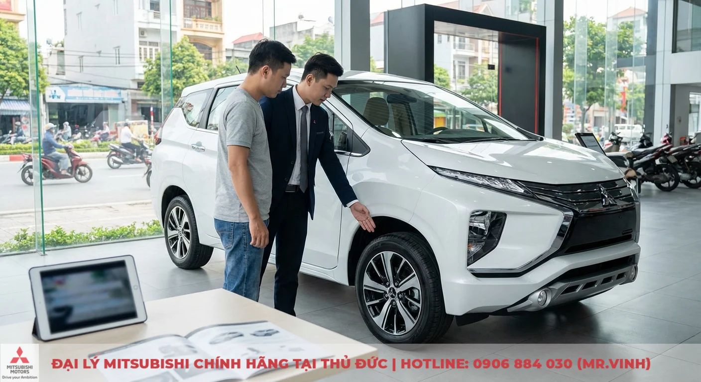 An toàn Xpander 2026: Đánh giá chi tiết các công nghệ mới 2 Khách hàng tìm hiểu hệ thống phanh ABS, EBD của Xpander 2026 được nhân viên đại lý giới thiệu chi tiết