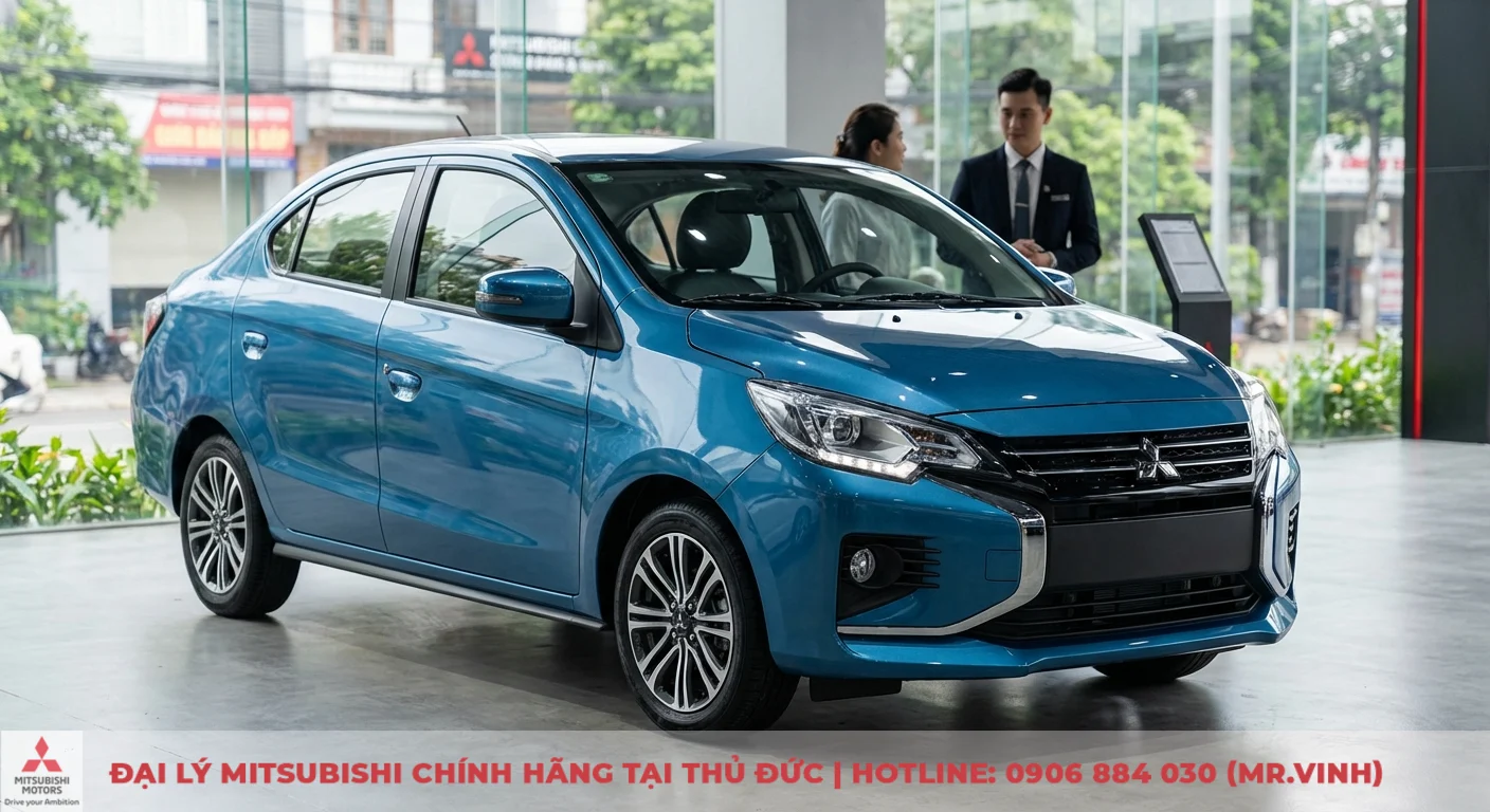 Attrage 2026 hay Accent: So sánh dự đoán, giá & chọn xe đáng mua 1 Mitsubishi Attrage 2026 với thiết kế Dynamic Shield hiện đại, đèn pha LED sắc sảo và mâm xe hợp kim mới