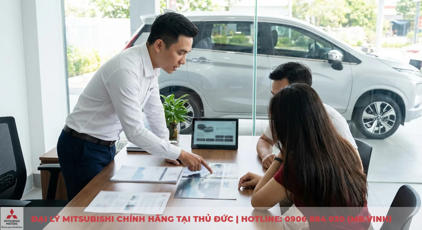 Đại lý Xforce 2026 Thủ Đức - Báo giá, lái thử, ưu đãi mới nhất 4 Nhân viên đại lý Mitsubishi Thủ Đức cung cấp tư vấn chuyên nghiệp cho khách hàng về các dòng xe