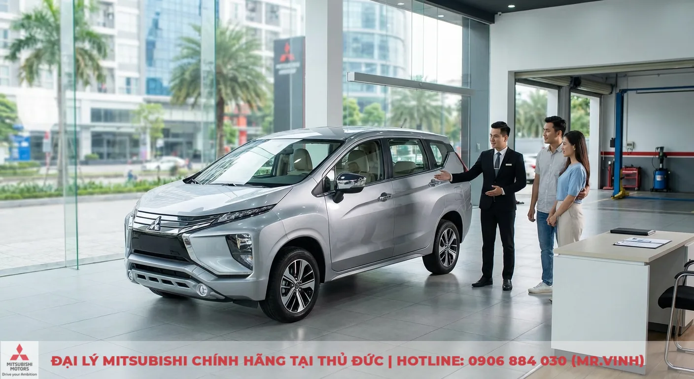 Đại lý Xpander 2026 TP.HCM: Báo giá, lái thử & ưu đãi sớm nhất 5 Khách hàng được nhân viên Mitsubishi Saigon 3S tư vấn chuyên nghiệp về xe Xpander tại showroom hiện đại