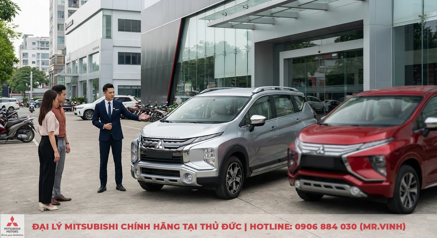Đánh giá Xpander Cross 2026 – Ưu nhược điểm và những cải tiến mới 5 Xpander Cross 2026 mẫu xe 7 chỗ gầm cao đang được nhân viên tư vấn và giới thiệu cho khách hàng tại đại lý