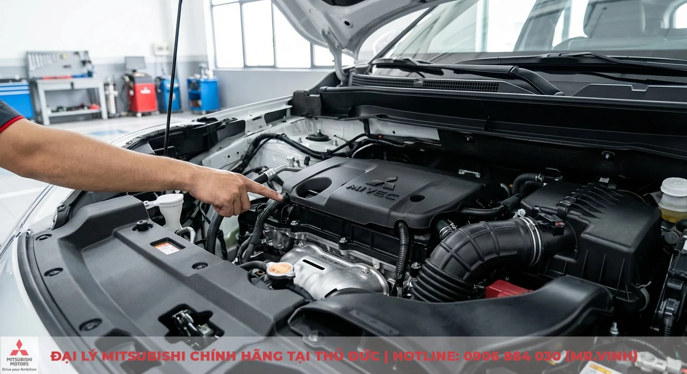 Động cơ Xforce 2026: Thông số, công suất và hiệu suất vận hành 2 Động cơ MIVEC của xe Mitsubishi được kỹ thuật viên chỉ dẫn, giải thích khả năng tối ưu hiệu suất và tiết kiệm nhiên liệu