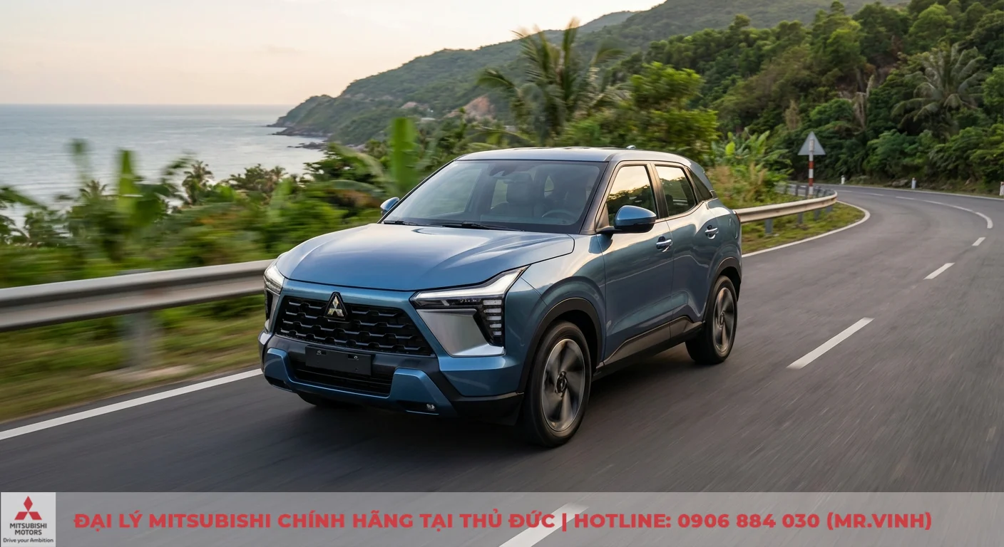 Động cơ Xforce 2026: Thông số, công suất và hiệu suất vận hành 3 Mitsubishi Xforce 2026 với hộp số CVT cải tiến vận hành mượt mà trên đường ven biển, mang lại trải nghiệm lái êm ái