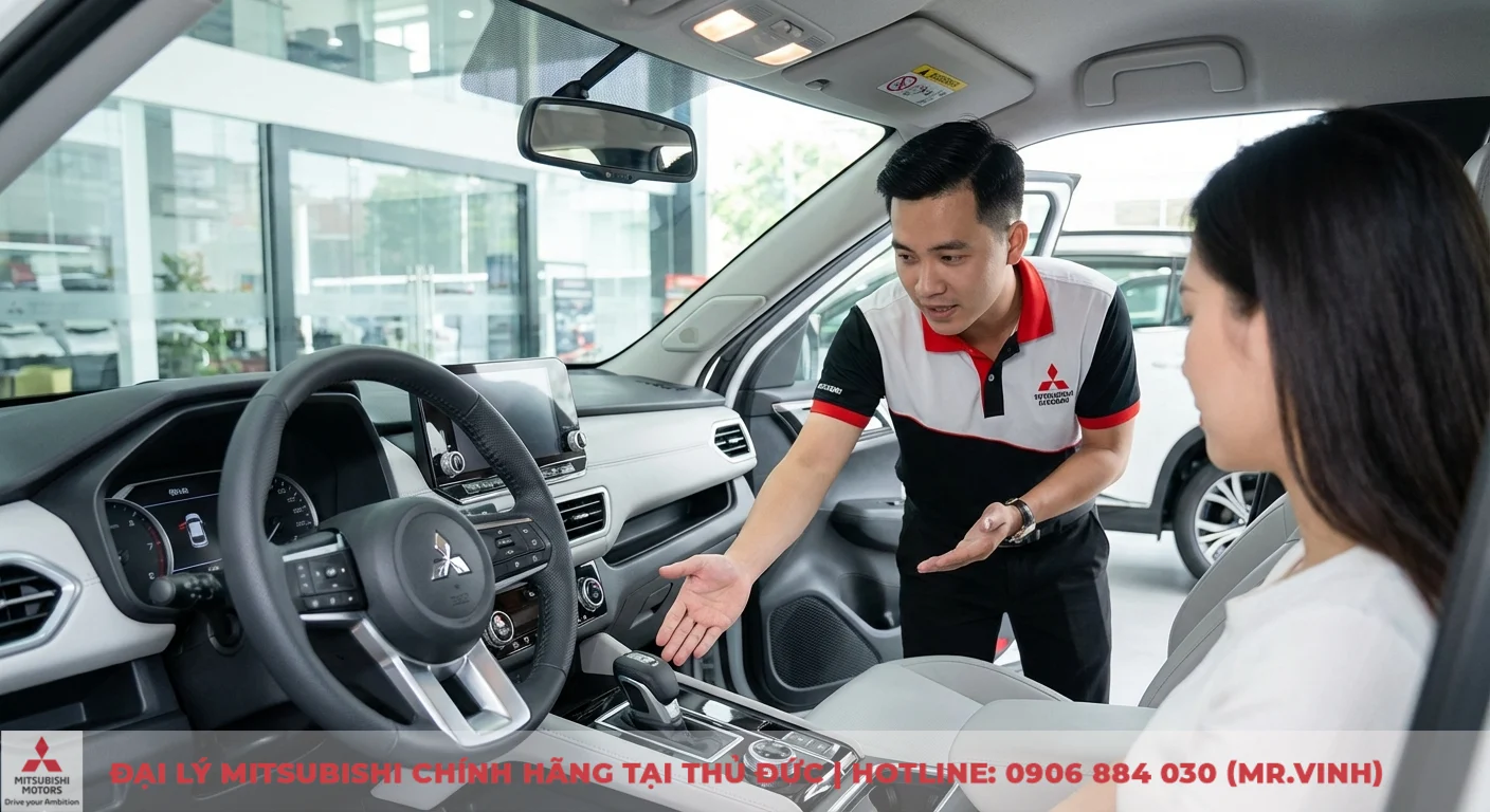 Động cơ Xforce 2026: Thông số, công suất và hiệu suất vận hành 6 Nhân viên Mitsubishi Saigon 3S tư vấn chi tiết nội thất chiếc SUV Xforce 2026, cung cấp cái nhìn toàn diện tiện nghi