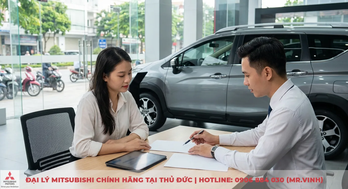 Giá lăn bánh Mitsubishi Xpander Cross 2026 mới nhất tại TP.HCM 1 Khách hàng xem xét báo giá niêm yết và hợp đồng mua Mitsubishi Xpander Cross 2026 tại đại lý