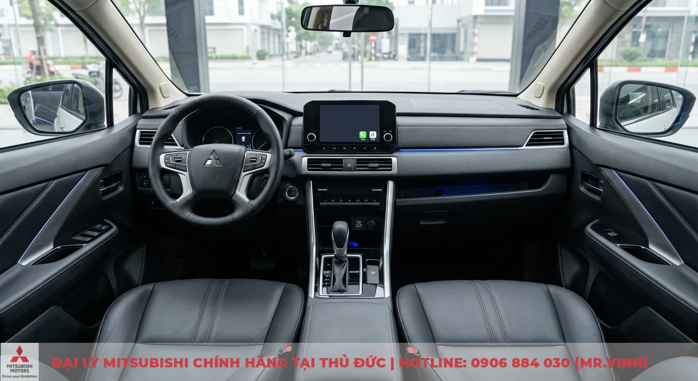 Giá Mitsubishi Xpander 2026 dự kiến: Thông số và ngày ra mắt 2 Nội thất Xpander 2026 hiện đại với màn hình giải trí lớn, đèn viền ambient light và ghế da cao cấp