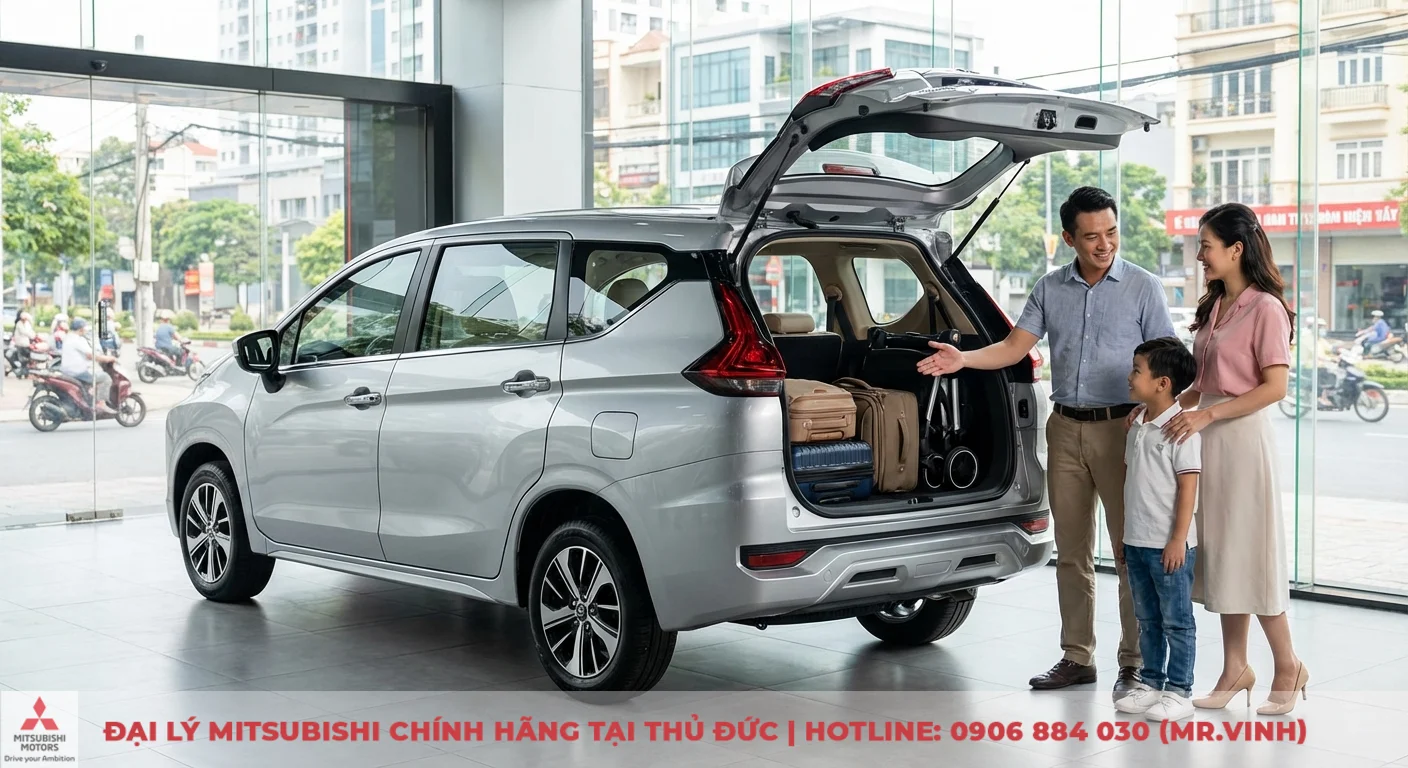 Giá Mitsubishi Xpander 2026 dự kiến: Thông số và ngày ra mắt 4 Mitsubishi Xpander cốp mở trưng bày không gian hành lý rộng rãi, tiện nghi cho gia đình trong mọi hành trình