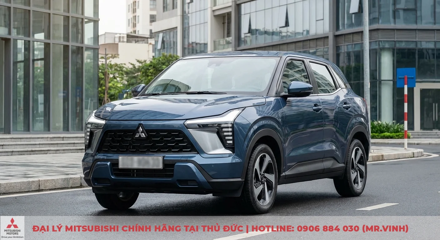 Mitsubishi Xforce 2026: Hình ảnh, video & nội thất mới nhất 1 Mitsubishi Xforce 2026 màu xanh với thiết kế Dynamic Shield hiện đại, lưới tản nhiệt và đèn LED đa tầng sắc sảo