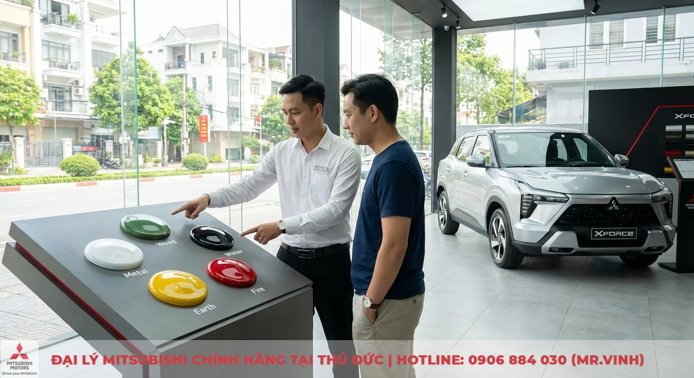 Màu xe Xforce 2026: Cập nhật mới nhất & chọn màu hợp mệnh 2 Nhân viên tư vấn bảng màu xe Xforce theo phong thủy Kim Mộc Thủy Hỏa Thổ, giúp khách chọn màu hợp mệnh