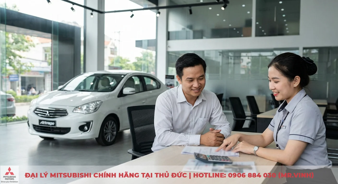 Mitsubishi Attrage 2026 trả góp: Cập nhật giá lăn bánh & ưu đãi TP.HCM 5 Khách hàng được chuyên viên Mitsubishi Saigon 3S tư vấn ưu đãi đặc biệt Attrage trả góp tại TP.HCM