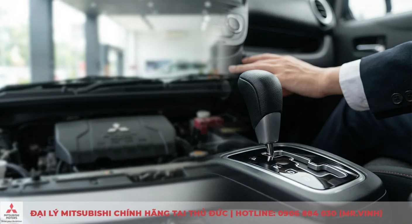 Mitsubishi Attrage CVT 2026: Giá, lăn bánh, thông số & đánh giá 1 Cần số hộp số vô cấp CVT và động cơ MIVEC 1.2L của Mitsubishi Attrage CVT 2026 cải tiến