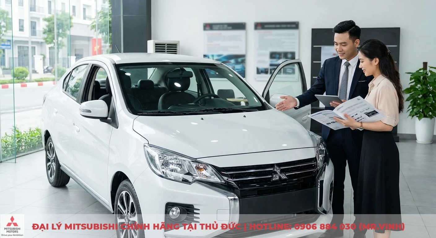 Mitsubishi Attrage CVT 2026: Giá, lăn bánh, thông số & đánh giá 4 Khách hàng đăng ký lái thử Mitsubishi Attrage và nhận tư vấn tại showroom Saigon 3S