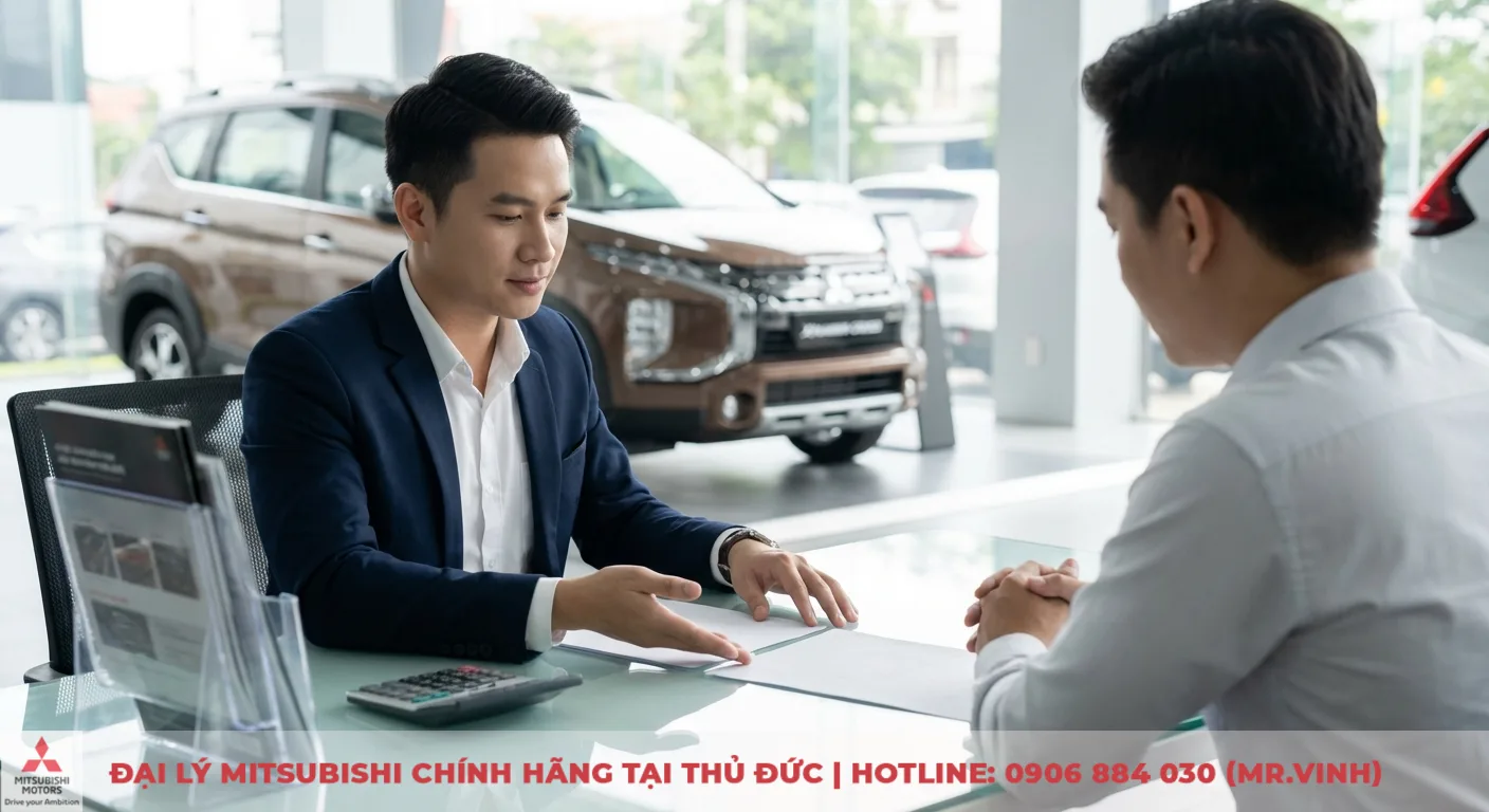 Mitsubishi Xpander Cross 2026 trả góp: Lãi suất, thủ tục & bảng tính 6 Khách hàng trao đổi với tư vấn viên về phí phát sinh khi mua Xpander Cross trả góp