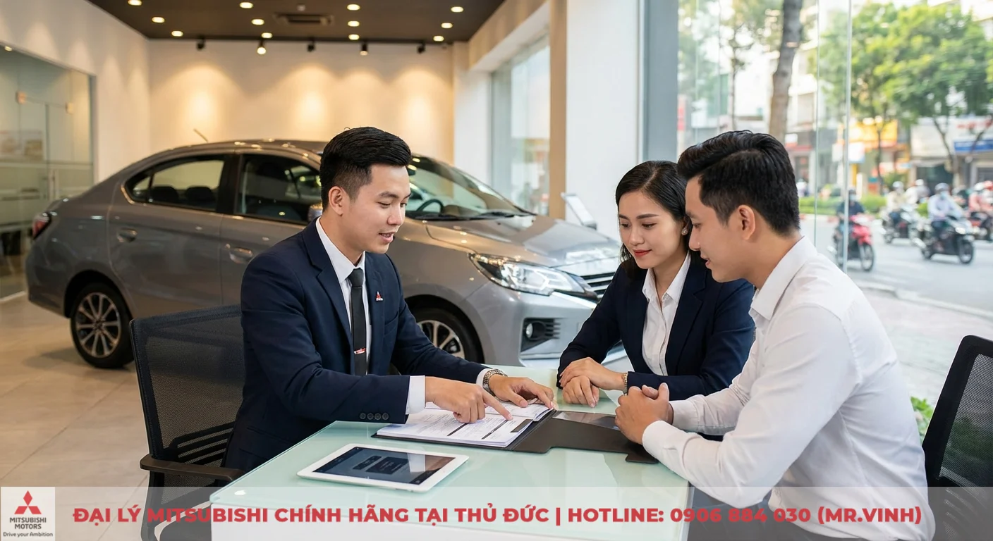 Phiên bản Attrage 2026: Cập nhật thông số và so sánh chi tiết 4 Nhân viên tư vấn Mitsubishi giải thích giá lăn bánh Attrage 2026 và ưu đãi mua xe cho khách hàng tại TP.HCM