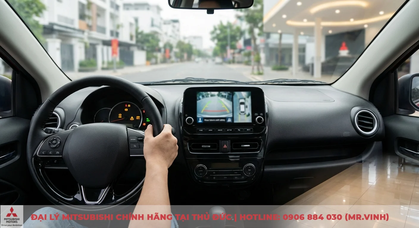 Thông số Attrage 2026 dự kiến: Kích thước, động cơ và trang bị 3 Trải nghiệm tiện nghi công nghệ mới với màn hình camera lùi độ phân giải cao của Attrage 2026