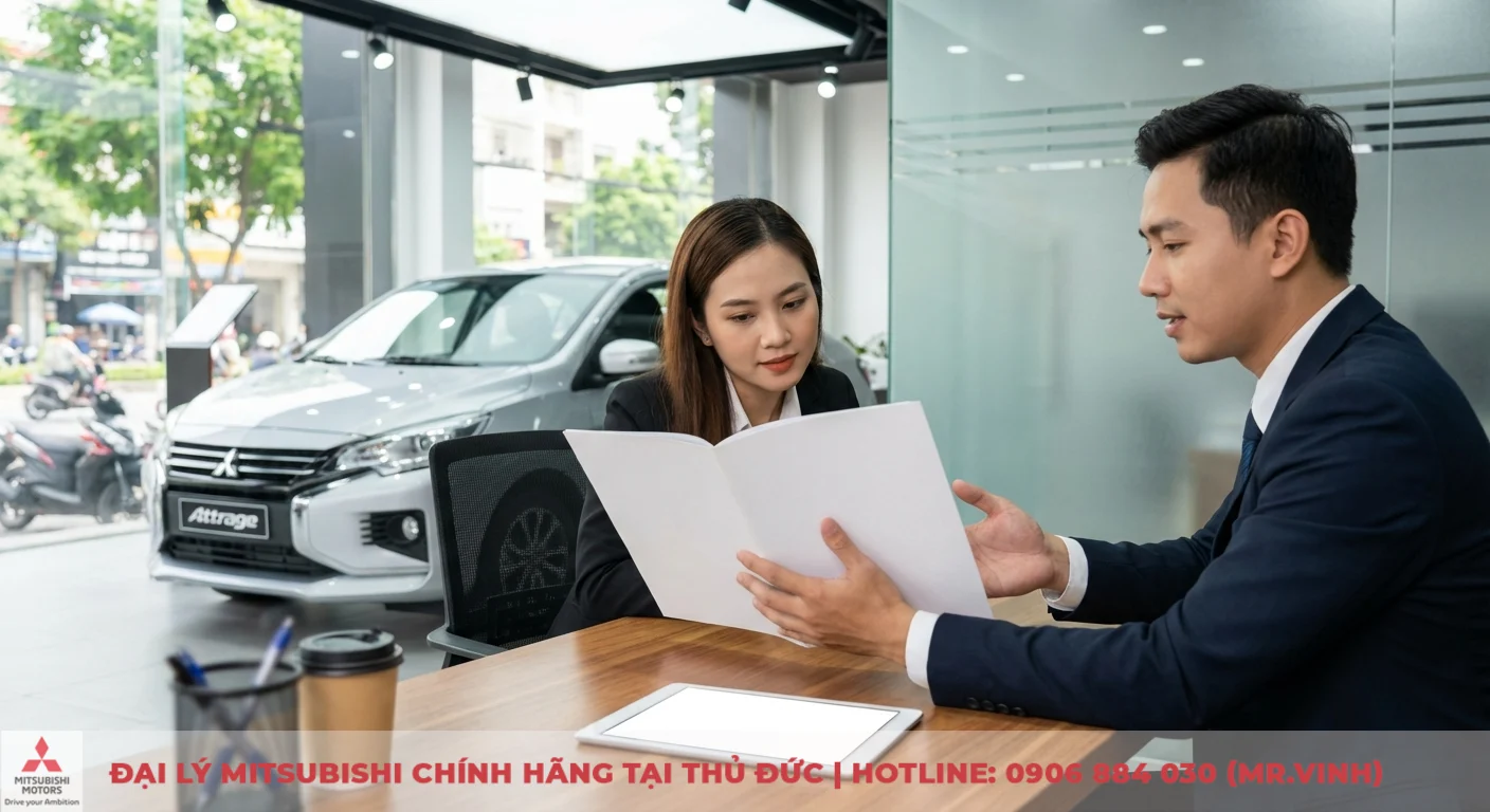 Thông số Attrage 2026 dự kiến: Kích thước, động cơ và trang bị 6 Khách hàng tại Mitsubishi Sài Gòn 3S được tư vấn và cập nhật thông tin mới nhất về xe Attrage