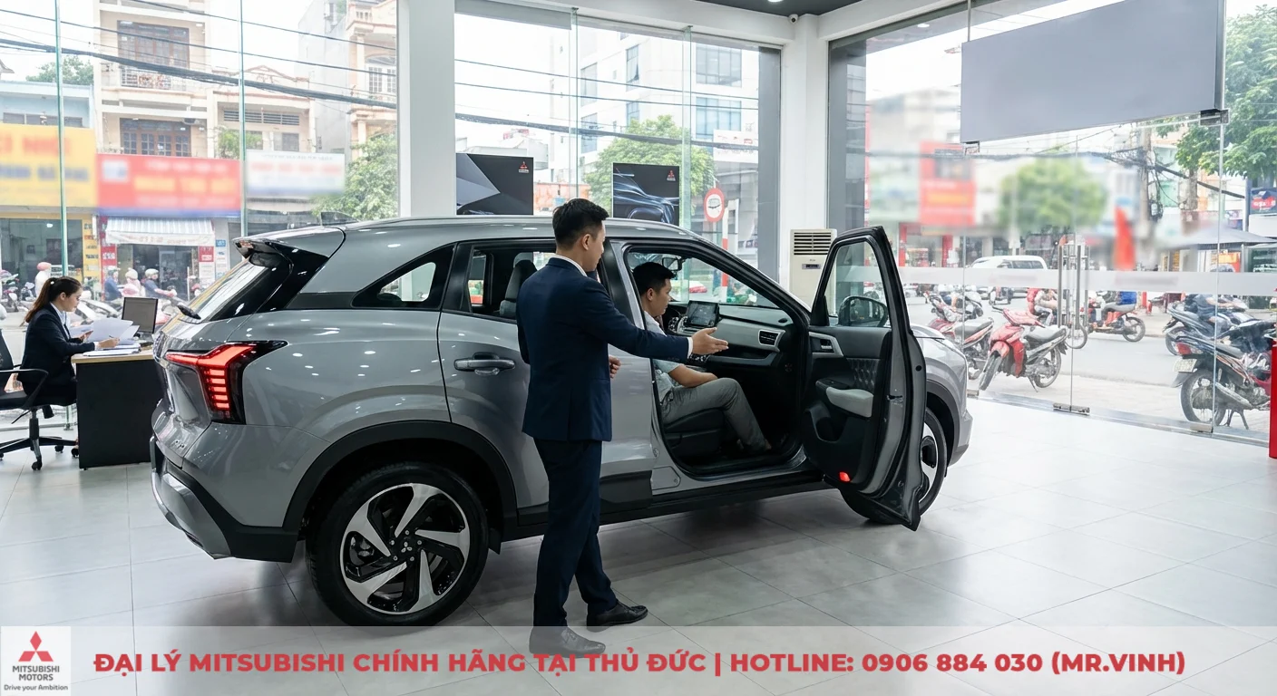 Tiện nghi Xforce 2026: Khám phá những nâng cấp đáng giá từ Mitsubishi 4 Trải nghiệm thực tế tiện nghi Xforce 2026 tại Mitsubishi Sài Gòn 3S, tư vấn viên giới thiệu các tính năng cho khách hàng