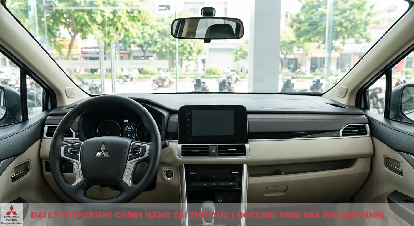 Vận hành Xpander 2026: Đánh giá cảm giác lái, độ êm, cách âm 4 Nội thất Mitsubishi Xpander 2026 hiển thị các công nghệ hỗ trợ vận hành tiên tiến ADAS, có biểu tượng giữ làn đường