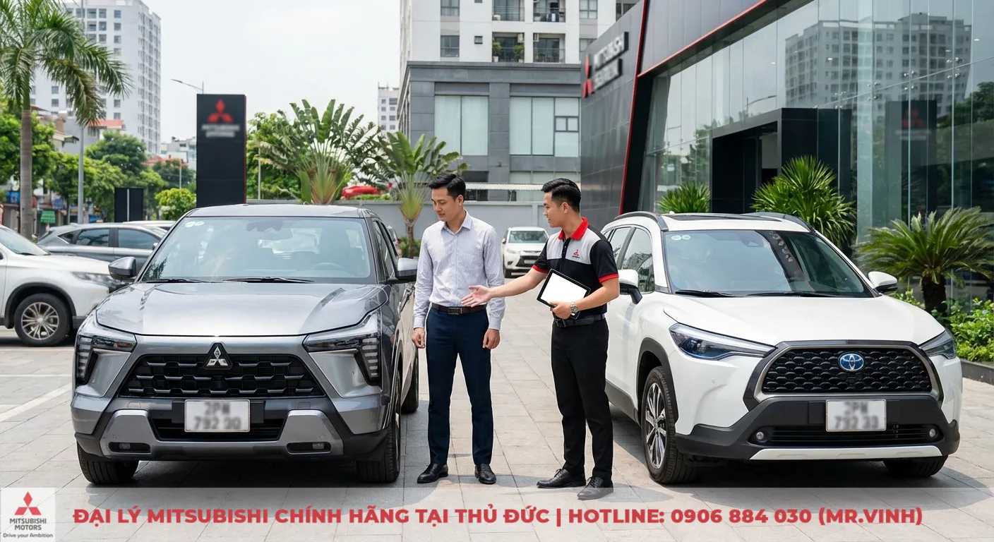 So sánh Xforce 2026 và Corolla Cross: Giá lăn bánh, trang bị, an toàn 5 Mitsubishi Xforce và Toyota Corolla Cross với các công nghệ an toàn và hỗ trợ lái tiên tiến đang được so sánh tại đại lý