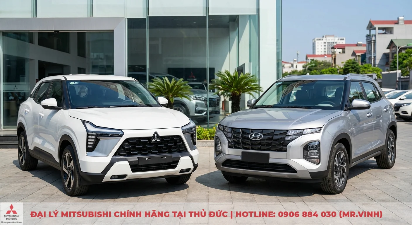 So sánh Mitsubishi Xforce 2026 và Creta: Giá, tiện nghi & nên chọn xe nào? 2 So sánh thiết kế ngoại thất Xforce cứng cáp Dynamic Shield với Creta trẻ trung lưới tản nhiệt Parametric Jewel