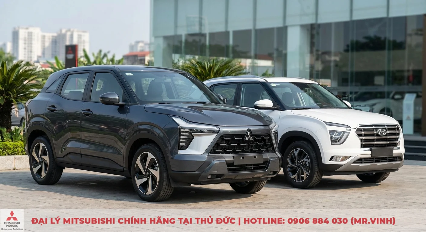So sánh Mitsubishi Xforce 2026 và Creta: Giá, tiện nghi & nên chọn xe nào? 7 Thiết kế ngoại thất Mitsubishi Xforce 2026 mạnh mẽ và Creta bên cạnh trong đánh giá tổng quan