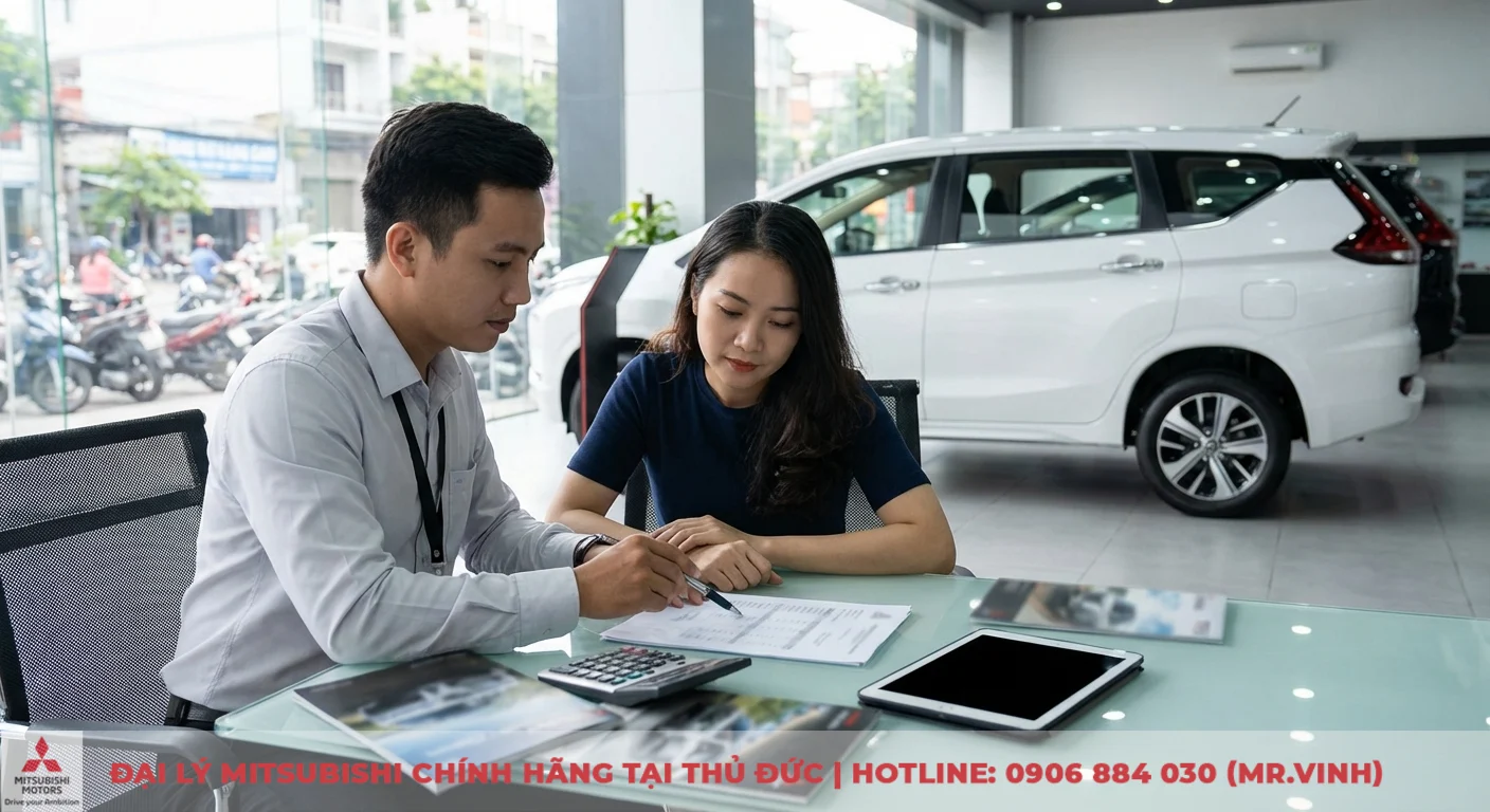 Xpander 2026 có gì mới - cập nhật điểm nổi bật và nâng cấp 3 Nhân viên tư vấn về giá lăn bánh Xpander 2026 và các khoản phí bắt buộc cho khách hàng tại showroom