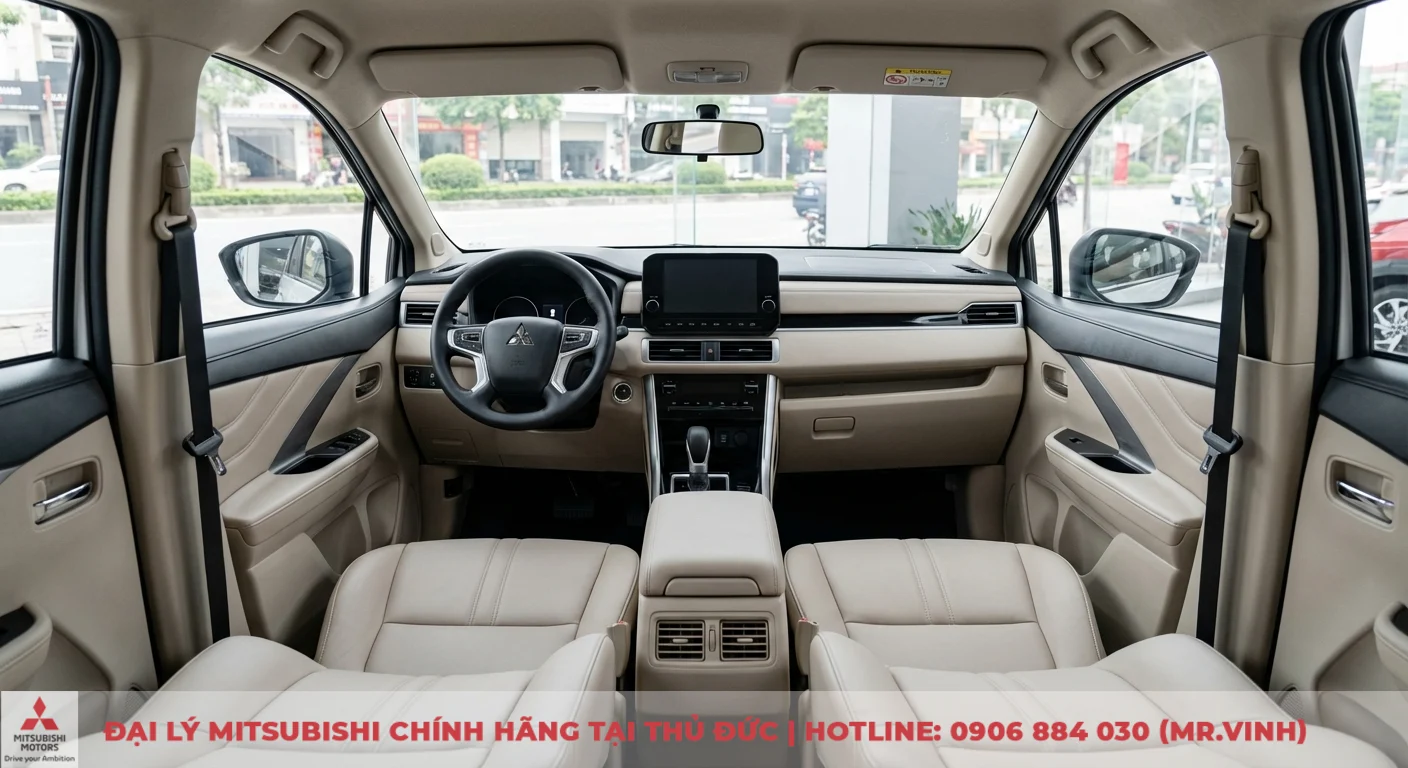 So sánh Xpander 2026 và XL7: Chọn xe nào cho gia đình? 3 Nội thất Mitsubishi Xpander hiện đại, rộng rãi, trang bị màn hình giải trí lớn và ghế da cao cấp tiện nghi