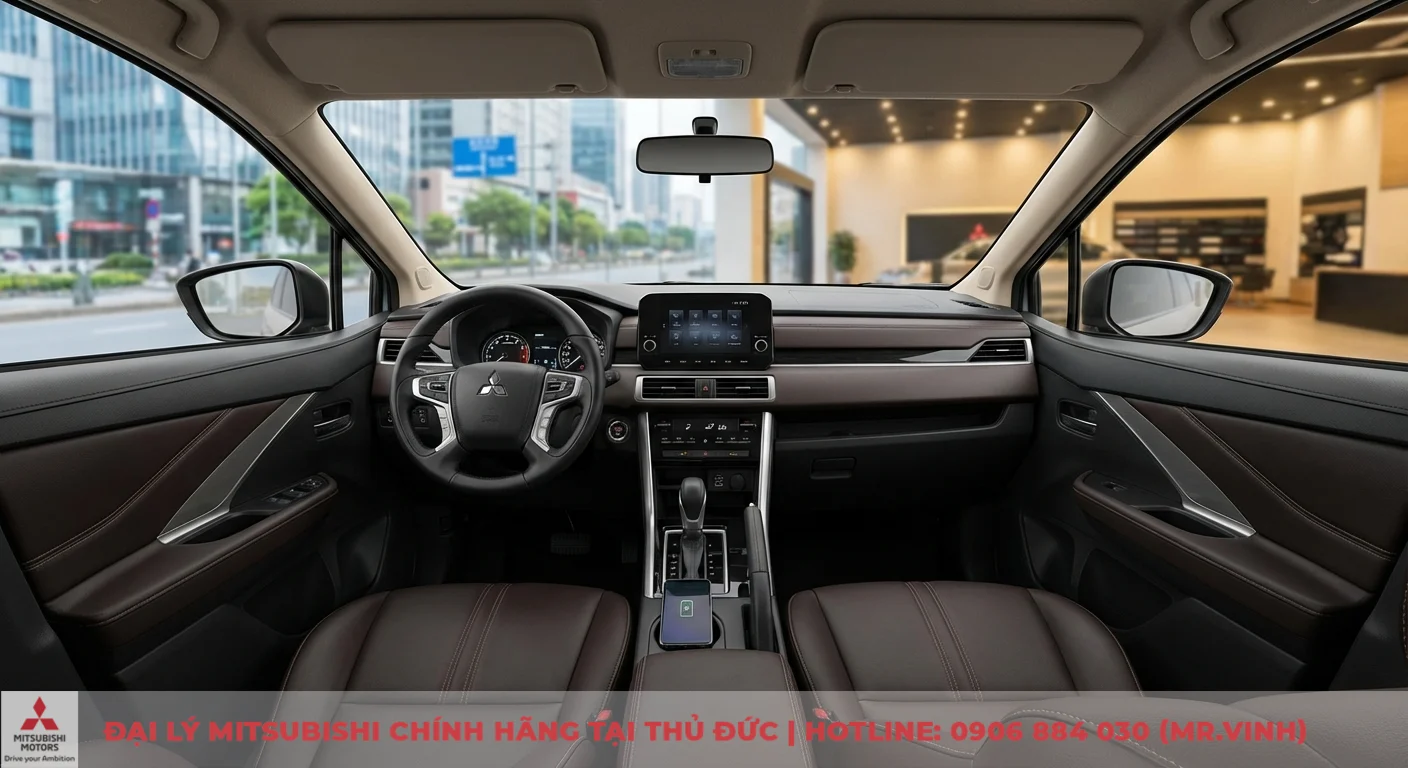 Xpander Cross 2026 có gì mới - Điểm nổi bật và nâng cấp 1 Nội thất Mitsubishi Xpander Cross 2026 tiện nghi với bảng táp-lô hiện đại, màn hình giải trí và sạc không dây