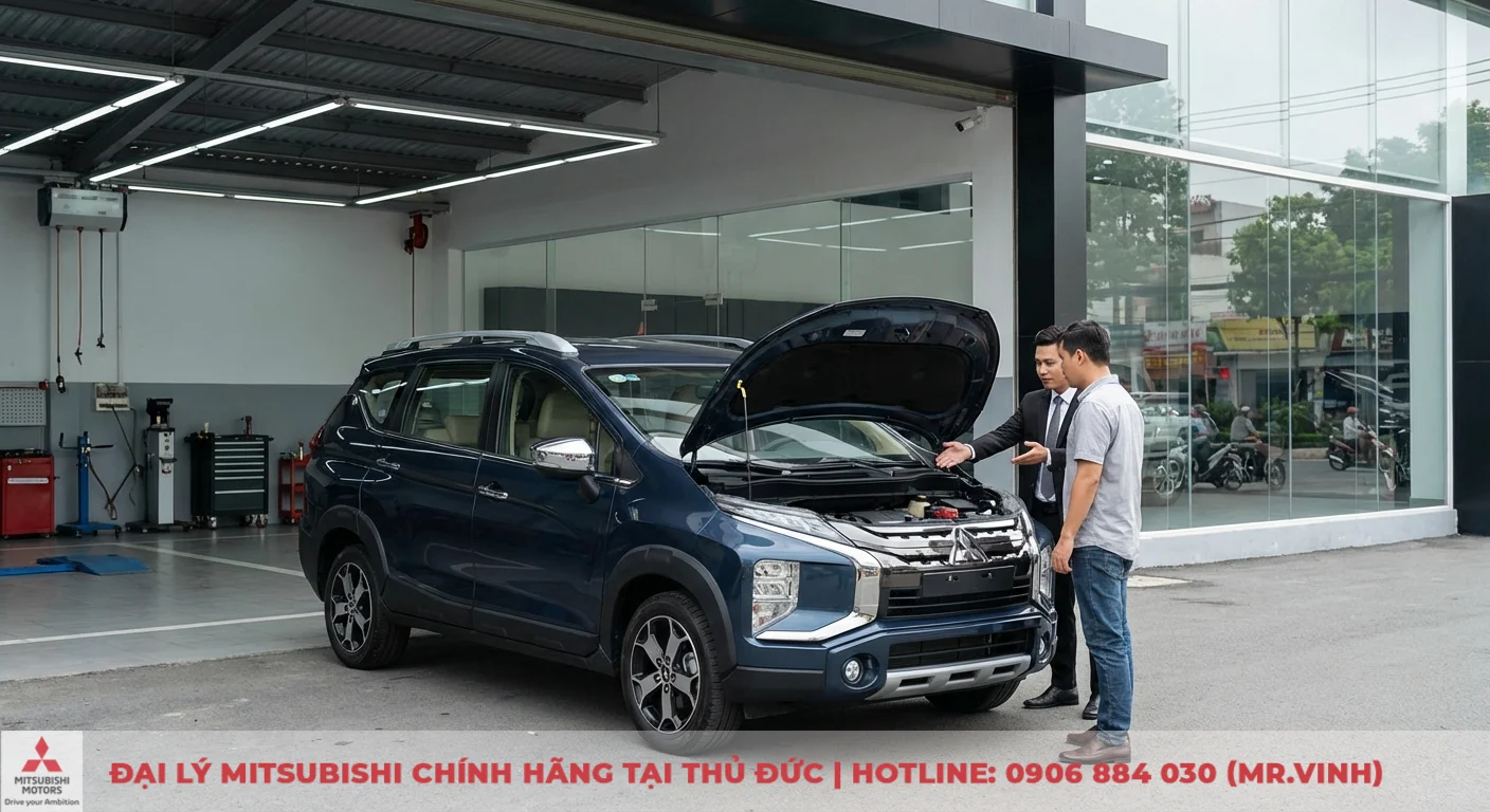 Xpander Cross 2026 có gì mới - Điểm nổi bật và nâng cấp 2 Chuyên viên hướng dẫn về động cơ Mitsubishi Xpander Cross, tập trung vào nâng cấp hiệu suất và vận hành tối ưu