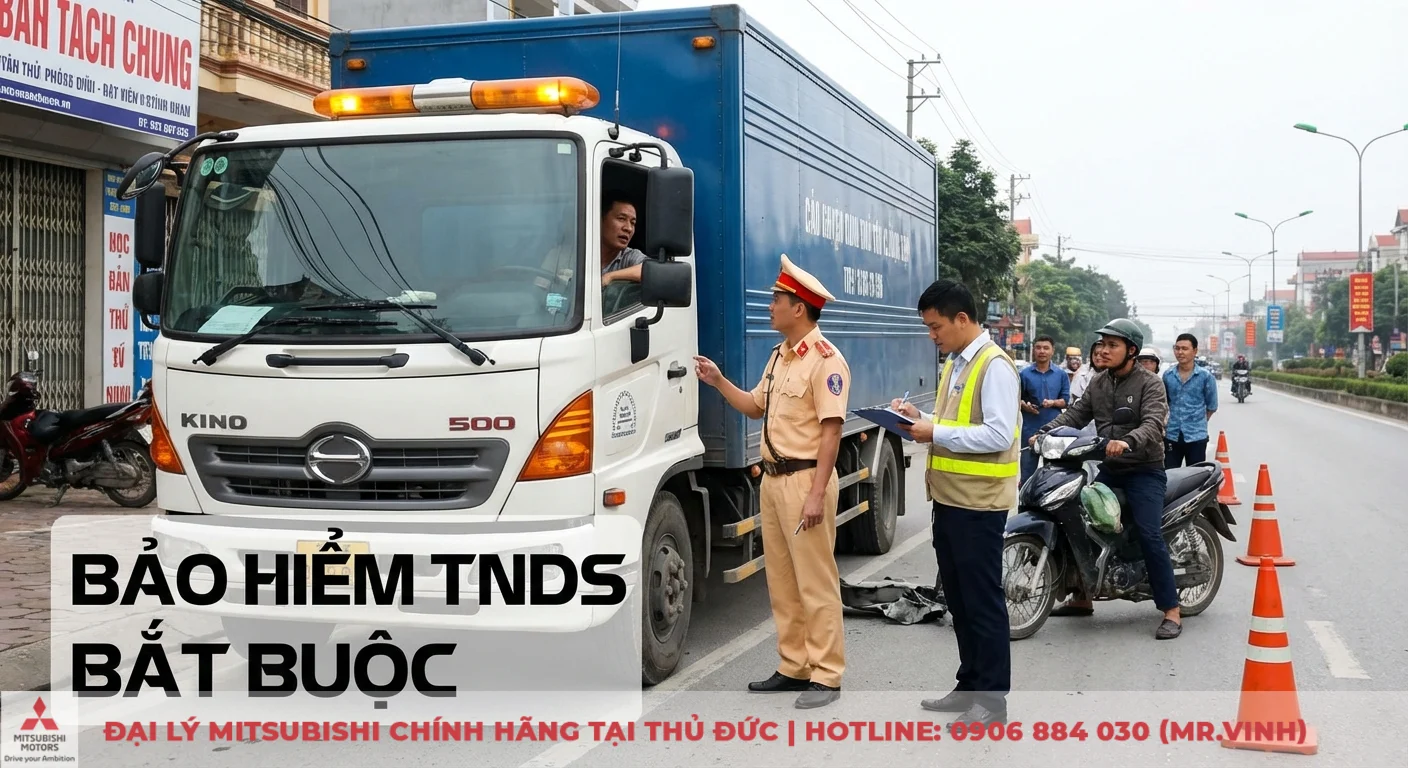 Bảo hiểm dân sự xe ô tô tải: biểu phí, quyền lợi & mua ở đâu? 1 Bảo hiểm trách nhiệm dân sự bắt buộc cho xe ô tô tải được cảnh sát giao thông kiểm tra tại hiện trường vụ việc