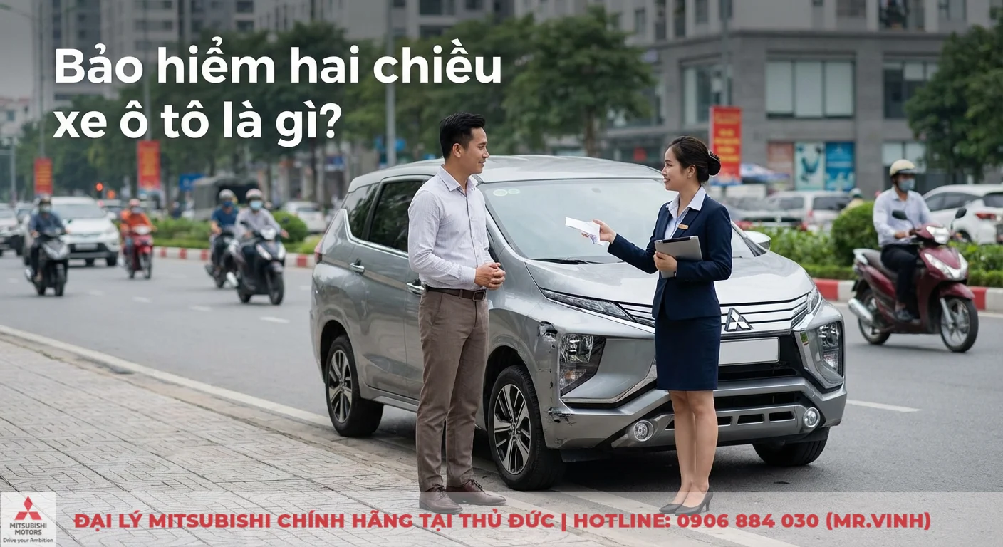 Bảo hiểm hai chiều xe ô tô: Quyền lợi, điều khoản và phí cần biết 1 Bảo hiểm hai chiều xe ô tô giúp bồi thường thiệt hại vật chất cho xe khi gặp sự cố, như khách hàng đang được tư vấn cạnh chiếc xe bị hỏng