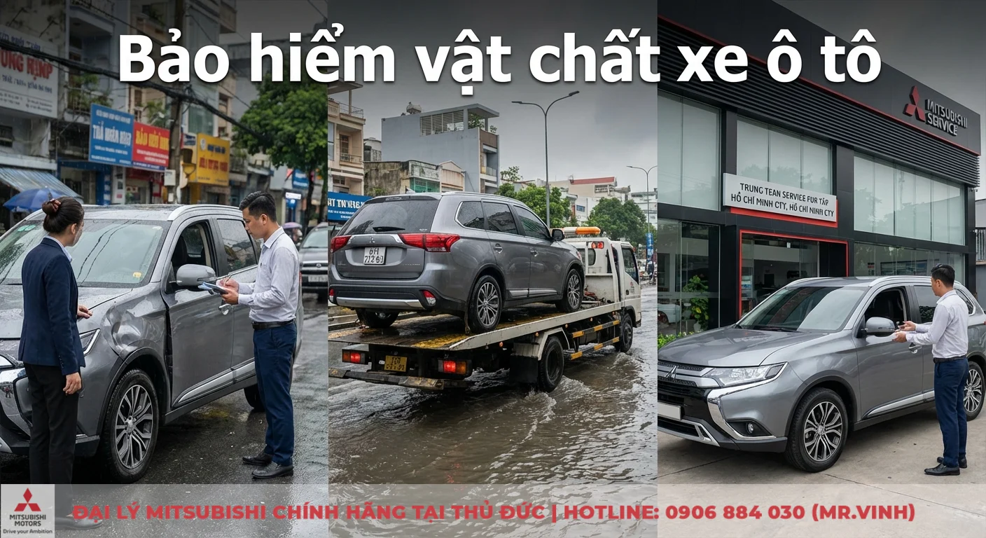 Cách tính phí bảo hiểm vật chất xe ô tô: Hướng dẫn chi tiết, cập nhật 2026 3 Phí bảo hiểm vật chất của xe Mitsubishi Outlander, với giá trị xe là yếu tố cốt lõi, đang được tư vấn trên tablet
