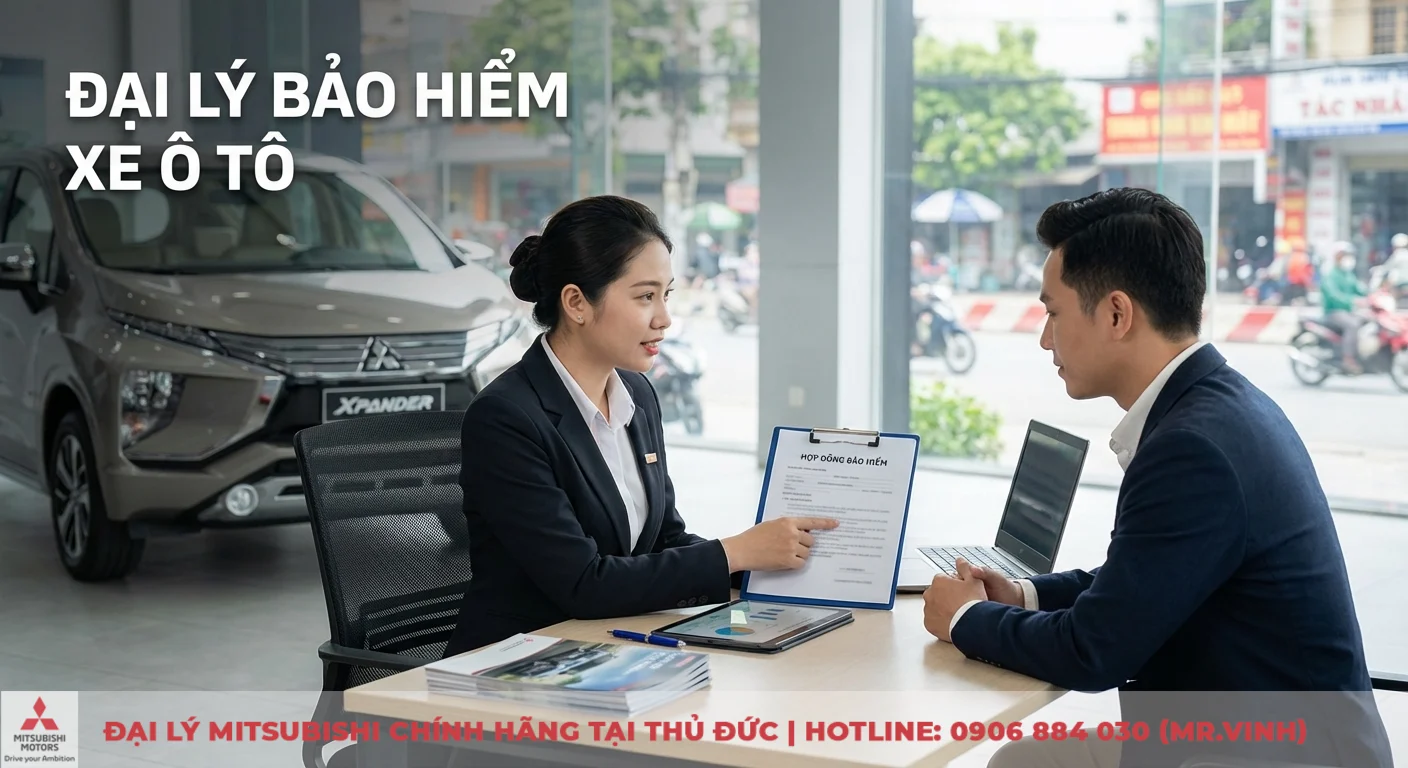 Đại lý bảo hiểm xe ô tô: Điều kiện, quy trình & lợi ích 2026 1 Đại lý bảo hiểm xe ô tô tư vấn chi tiết hợp đồng và các gói bảo hiểm cho khách hàng trong không gian showroom