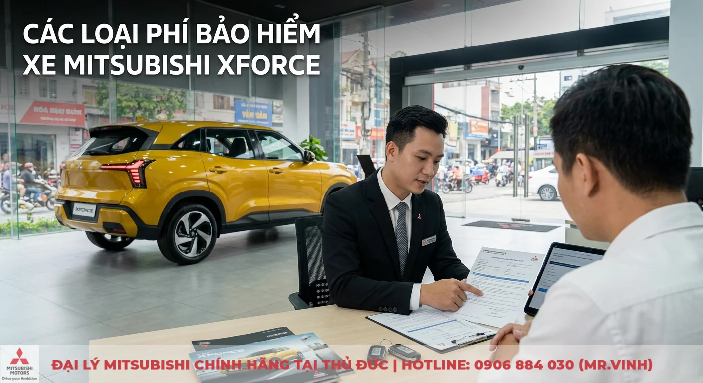 Phí bảo hiểm Mitsubishi Xforce: loại nào, cách tính & so sánh cập nhật 2026 1 Phí bảo hiểm xe Mitsubishi Xforce: tư vấn chi tiết về các loại và quyền lợi bảo vệ toàn diện tại showroom