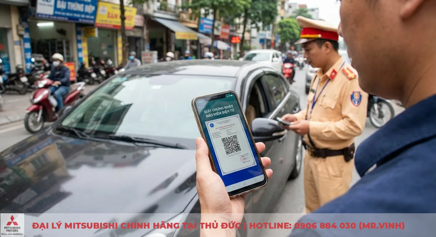 Quy định về bảo hiểm xe ô tô: luật TNDS bắt buộc mới nhất 3 Giấy chứng nhận bảo hiểm điện tử hiển thị trên điện thoại với mã QR được cảnh sát giao thông kiểm tra hiệu lực