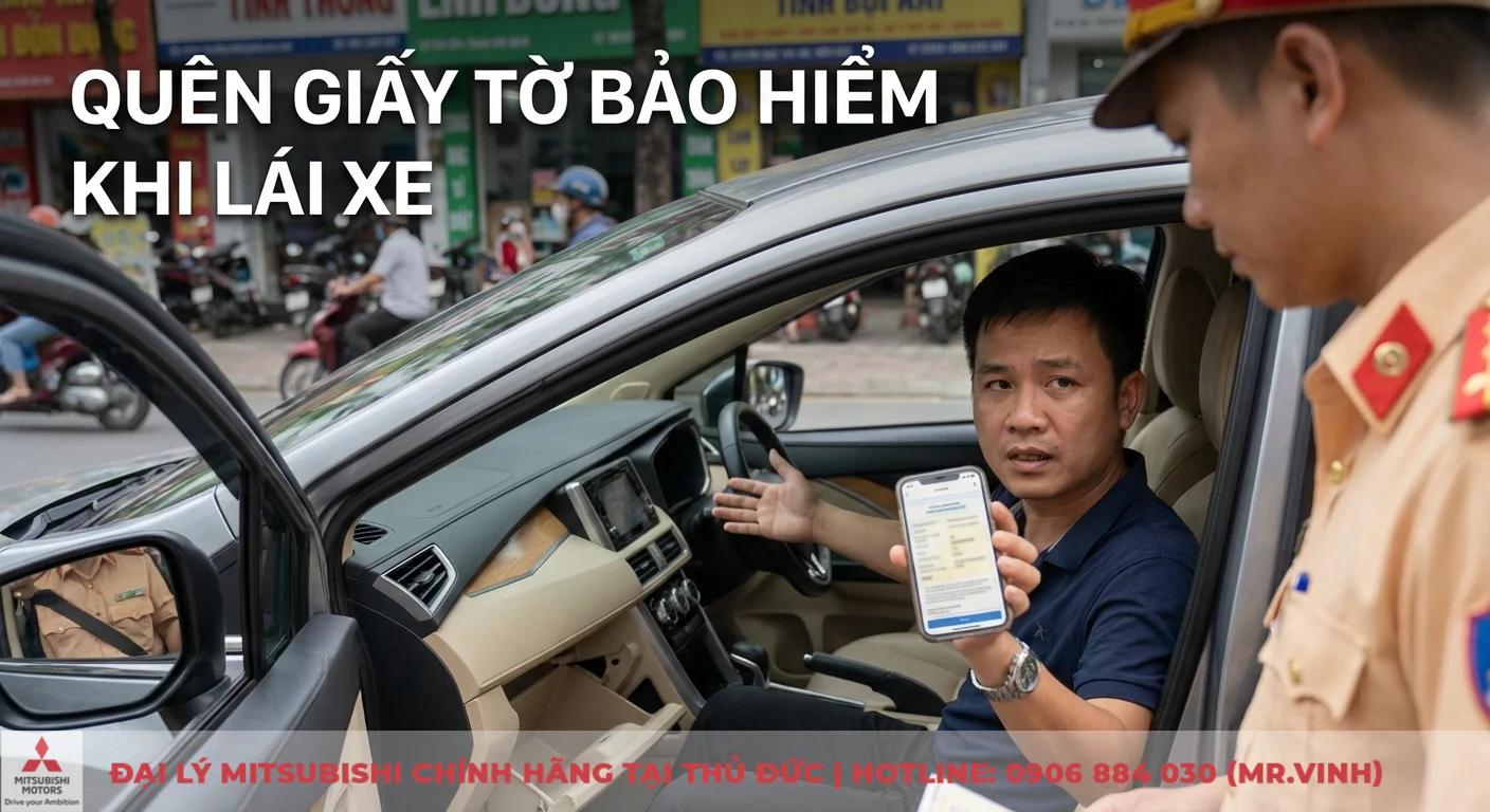 Xe ô tô không bảo hiểm phạt bao nhiêu: mức phạt & cách xử lý 2026 2 Quên giấy tờ bảo hiểm khi lái xe, tài xế xuất trình bản điện tử cho cảnh sát giao thông kiểm tra