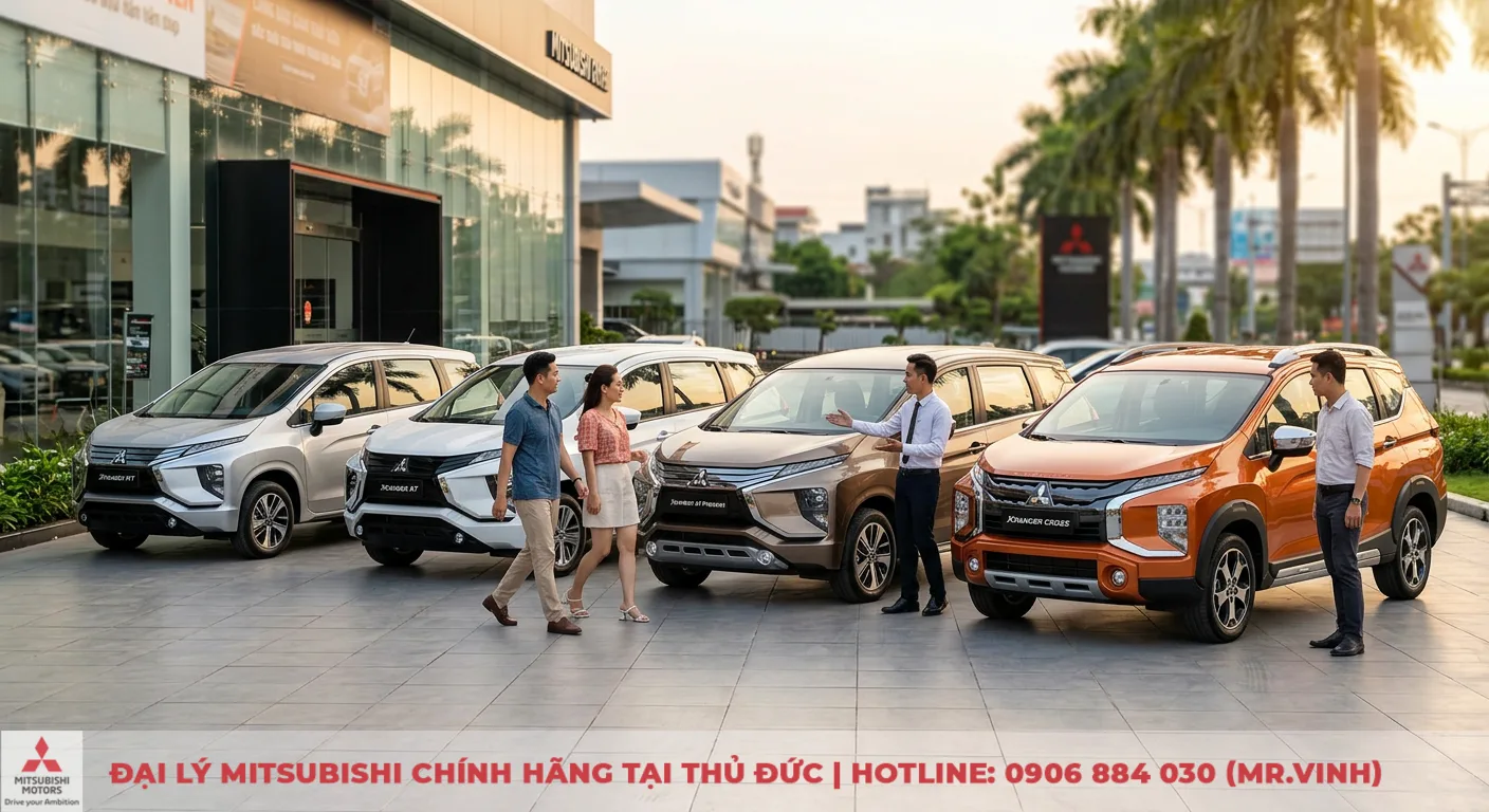 So sánh các phiên bản Mitsubishi Xpander: MT, AT, AT Premium & Cross cập nhật 2026 1 Các phiên bản Mitsubishi Xpander MT, AT, AT Premium và Cross được trưng bày tại showroom