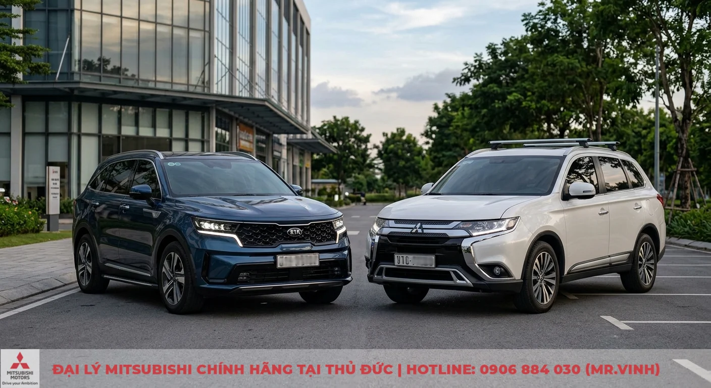 So sánh Kia Sorento và Mitsubishi Outlander: Nên chọn xe nào? 1 Kia Sorento và Mitsubishi Outlander, hai đối thủ SUV cỡ C cạnh tranh với thiết kế hiện đại và độ bền thực dụng