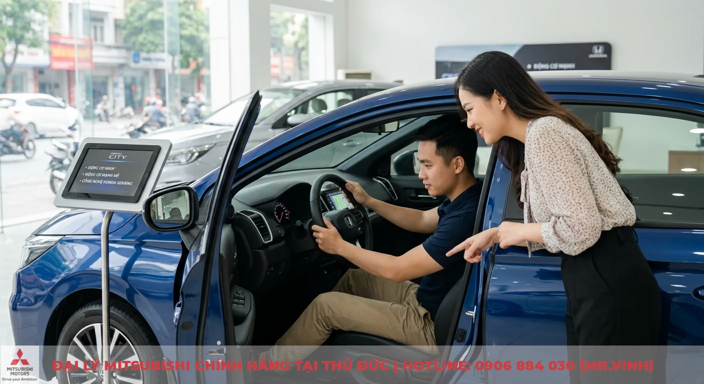 So sánh Mitsubishi Attrage và Honda City: Nên chọn xe nào? 3 Honda City đa dụng và thể thao với công nghệ hiện đại như Honda Sensing, được khách hàng trải nghiệm lái tại showroom