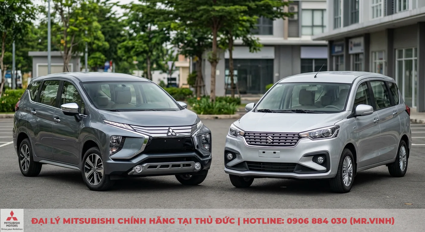 So sánh Mitsubishi Xpander và Suzuki Ertiga: Chọn xe nào tốt hơn? 1 Ngoại thất Mitsubishi Xpander và Suzuki Ertiga 2019 với hai phong cách thiết kế khác biệt, một bên mạnh mẽ, một bên thanh lịch