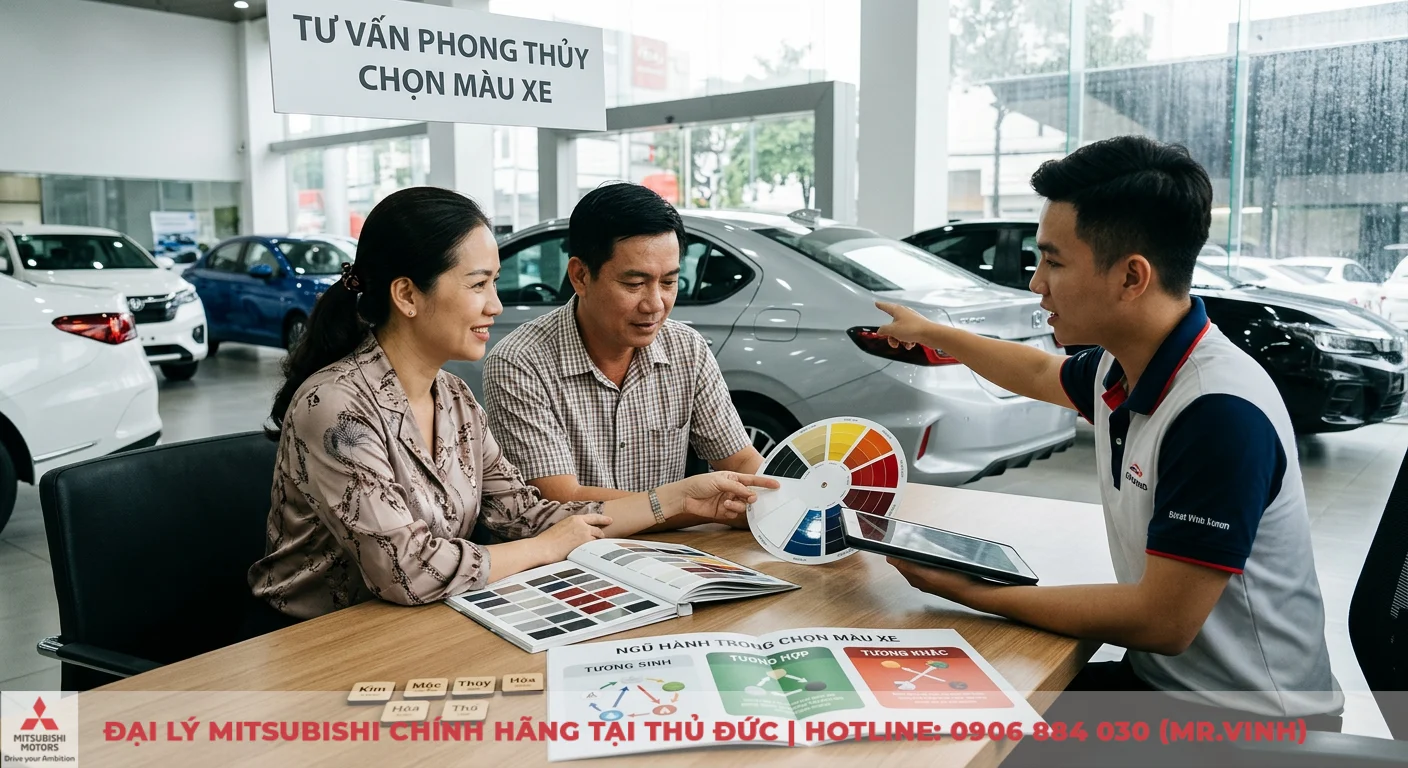 Tuổi Ngọ mua xe hợp màu gì: Hướng dẫn chọn xe Mitsubishi may mắn 2 Tư vấn chọn màu xe theo Ngũ hành tương sinh, tương khắc, tương hợp tại showroom, với tài liệu và bảng màu chi tiết